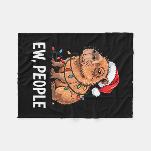 Ew People Capybara Christmas Lights Funny Introver Fleecedecke (Vorderseite (Horizontal))
