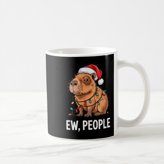 Ew People Capybara Christmas Lights Funny Introver Kaffeetasse (Rechts)