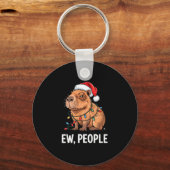 Ew People Capybara Christmas Lights Funny Introver Schlüsselanhänger (Vorderseite)