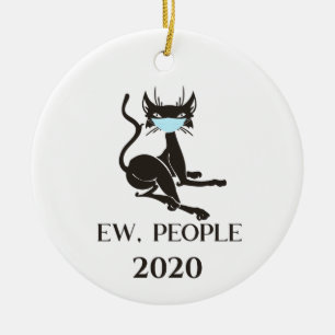 Ew People Cat Wearing Face Mask 2020 Keramik Ornament