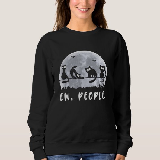 Ew People Funny Black Cat Halloween Kostüm Niedlic Sweatshirt (Vorderseite)