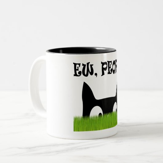 Ew People Funny Cat Green Grass Tasse (Vorderseite Links)