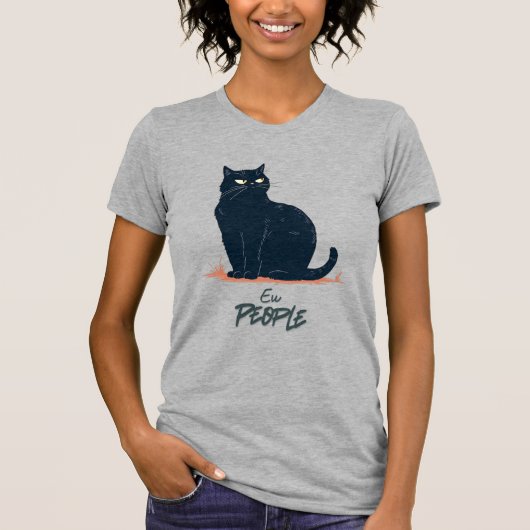 Ew People Funny Introvert Cat Vintage T-Shirt (Vorderseite)