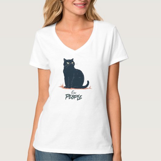 Ew People Funny Introvert Cat Vintage T-Shirt (Vorderseite)