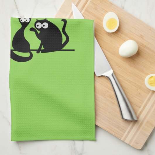 Ew People Funny Meowy Black Cats Geschirrtuch (Viertel Falte)