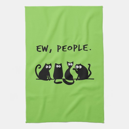Ew People Funny Meowy Black Cats Geschirrtuch (Vertikal)