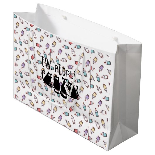 Ew People Funny Meowy Black Cats Große Geschenktüte (Vorderseite Schrägansicht)