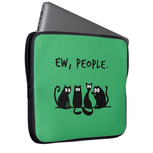 Ew People Funny Meowy Black Cats Laptopschutzhülle (Vorne Rechts)