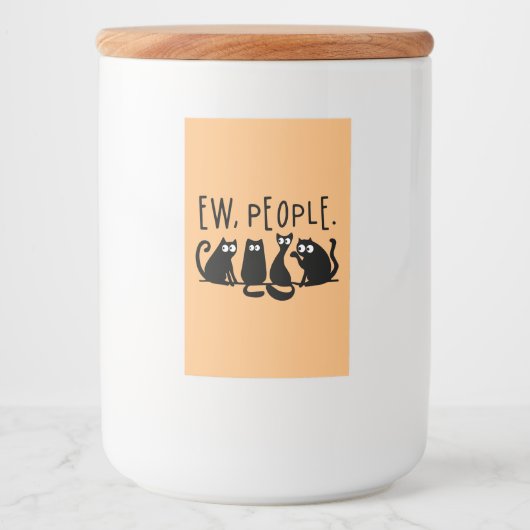 Ew People Funny Meowy Black Cats Lebensmitteletikett (Vorderseite)