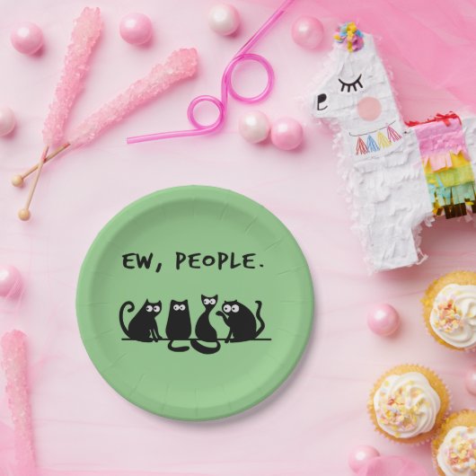 Ew People Funny Meowy Black Cats Pappteller (Party)