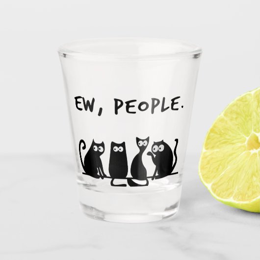 Ew People Funny Meowy Black Cats Schnapsglas (Vorderseite)