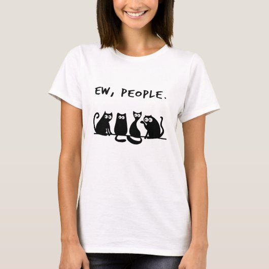 Ew People Funny Meowy Black Cats T-Shirt (Vorderseite)