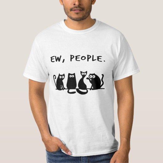 Ew People Funny Meowy Black Cats T - Shirt (Vorderseite)