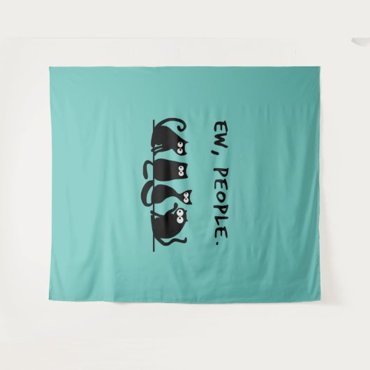 Ew People Funny Meowy Black Cats Wandteppich (Vorderseite (Horizontal))