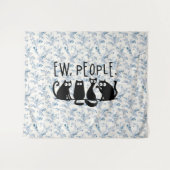 Ew People Funny Meowy Black Cats Wandteppich (Vorderseite (Horizontal))