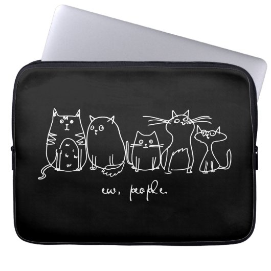 Ew, People Funny Meowy Cat Liebhaber Laptopschutzhülle (Vorderseite)