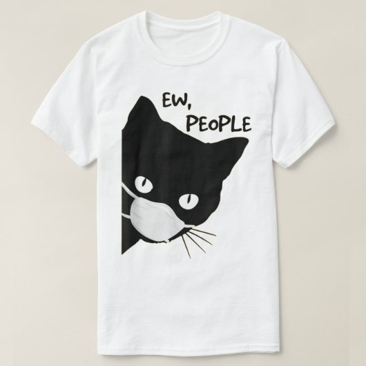 Ew People Masked Black Cat Design T-Shirt (Design vorne)