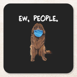 Ew People   Newfie Dog Wear Face Mask Geschenk Rechteckiger Pappuntersetzer