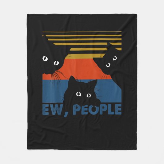 Ew People Retro Cat Funny Vintag Introvertierte Fleecedecke (Vorderseite)