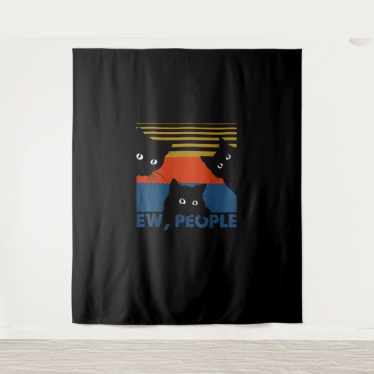 Ew People Retro Cat Funny Vintag Introvertierte Wandteppich (Vorderseite)