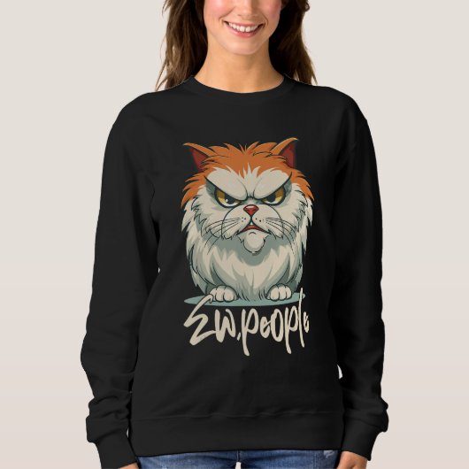 Ew People Retro Cat  Vintage  Cat Sweatshirt (Vorderseite)