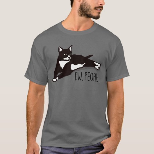 Ew People Tuxedo Cat Introvertieren Anti-Social T-Shirt (Vorderseite)