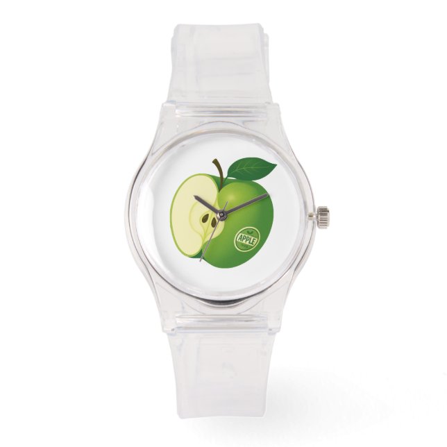 eWatch Uhr mit grünem Apfel (Vorderseite)