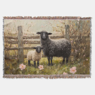 Ewe and Lamb Spring Sheep Art Decke