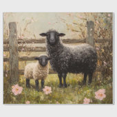 Ewe and Lamb Spring Sheep Art Decoupage Geschenkpapier (Flach)