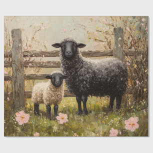 Ewe and Lamb Spring Sheep Art Decoupage Geschenkpapier