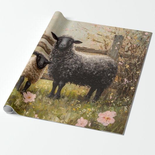 Ewe and Lamb Spring Sheep Art Decoupage Geschenkpapier (Ungerollt)