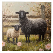 Ewe and Lamb Spring Sheep Art Fliese (Vorderseite)