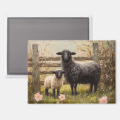 Ewe and Lamb Spring Sheep Art Magnet (Vorderseite/Rückseite)