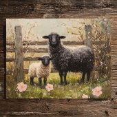 Ewe and Lamb Spring Sheep Art Postkarte