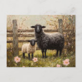 Ewe and Lamb Spring Sheep Art Postkarte (Vorderseite)