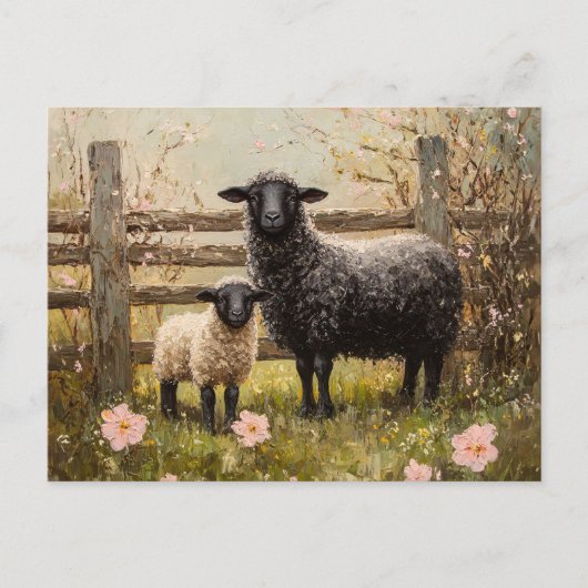 Ewe and Lamb Spring Sheep Art Postkarte (Vorderseite)
