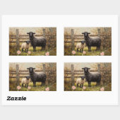 Ewe and Lamb Spring Sheep Art Rechteckiger Aufkleber (Blatt)