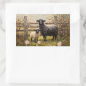 Ewe and Lamb Spring Sheep Art Rechteckiger Aufkleber (Tasche)