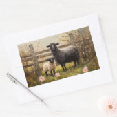 Ewe and Lamb Spring Sheep Art Rechteckiger Aufkleber (Umschlag)