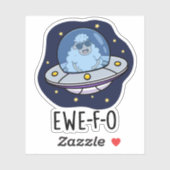 Ewe-F-O Funny UFO Pun Aufkleber (Blatt)