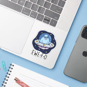 Ewe-F-O Funny UFO Pun Aufkleber (Laptop mit iPhone)