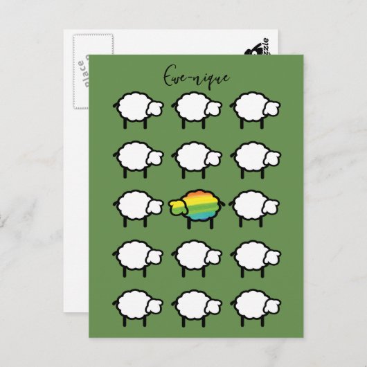 Ewe-nique Zitat Regenbogen Schafe einzigartig Post Postkarte (Vorne/Hinten)