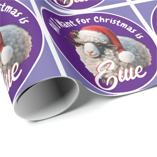 Ewe Tragen Weihnachtsmannmütze Lila Weihnachten Geschenkpapier (Rolleneckpunkt)