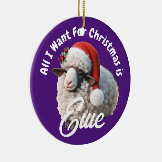 Ewe Tragen Weihnachtsmannmütze Lila Weihnachten Keramik Ornament (Rechts)