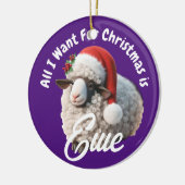 Ewe Tragen Weihnachtsmannmütze Lila Weihnachten Keramik Ornament (Links)