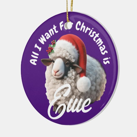 Ewe Tragen Weihnachtsmannmütze Lila Weihnachten Keramik Ornament (Links)