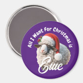 Ewe Tragen Weihnachtsmannmütze Lila Weihnachten Magnet (Vorderseite/Rückseite)