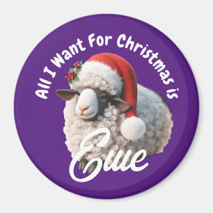 Ewe Tragen Weihnachtsmannmütze Lila Weihnachten Magnet