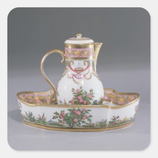 Ewer und Becken, hergestellt in Paris Quadratischer Aufkleber (Vorderseite)