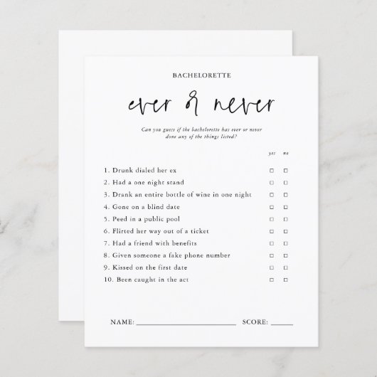 Ewig oder nie | Junggeselinnen-Abschied Game Card (Vorne/Hinten)